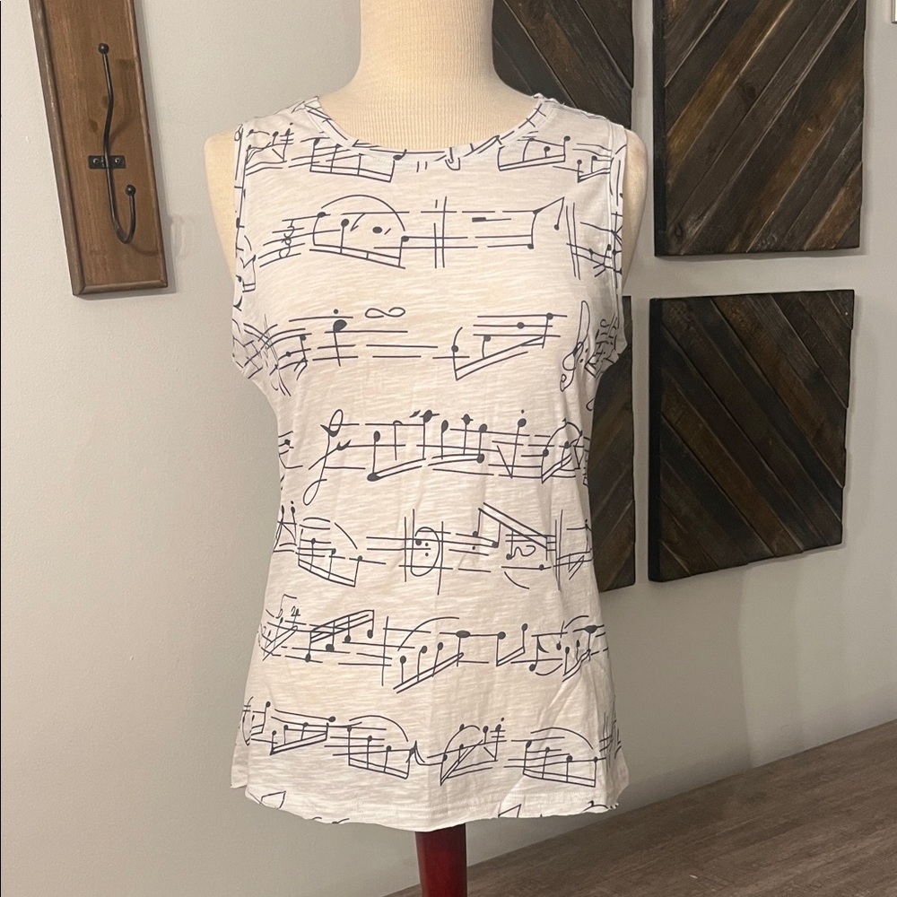 CHARLIE B Musical Print Tank Top - White